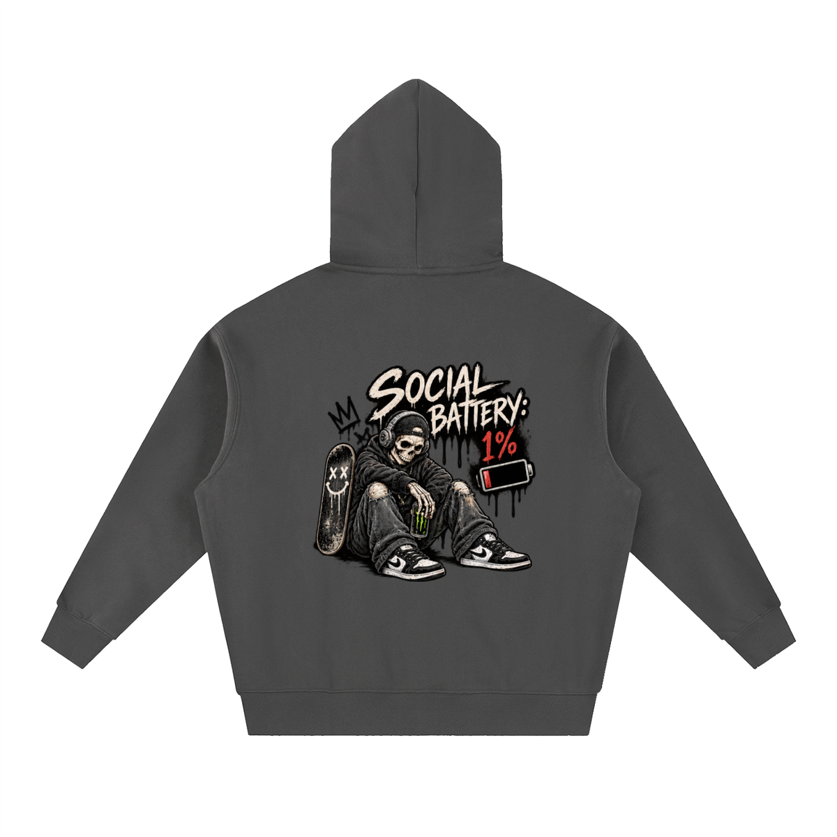 Social Battery 1% Boxy Oversized Hoodie | Haven Unfiltered Collection