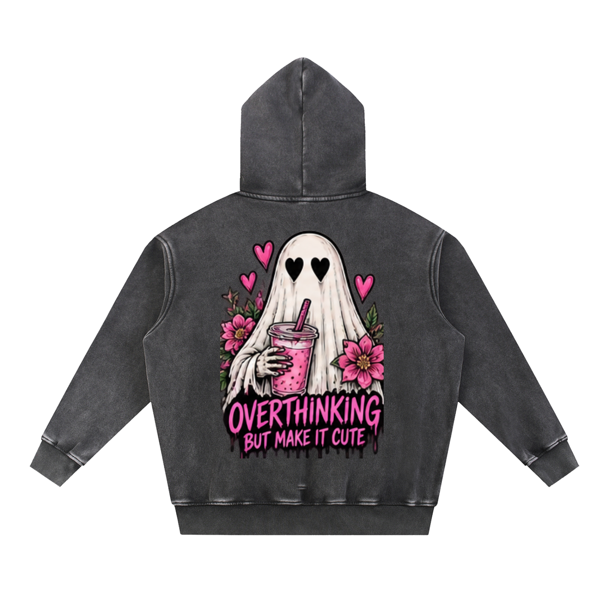 Overthinking But Make It Cute Ghost Tattoo Hoodie