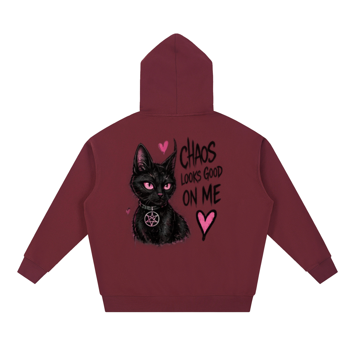 Chaos Looks Good On Me Black Cat Tattoo Hoodie