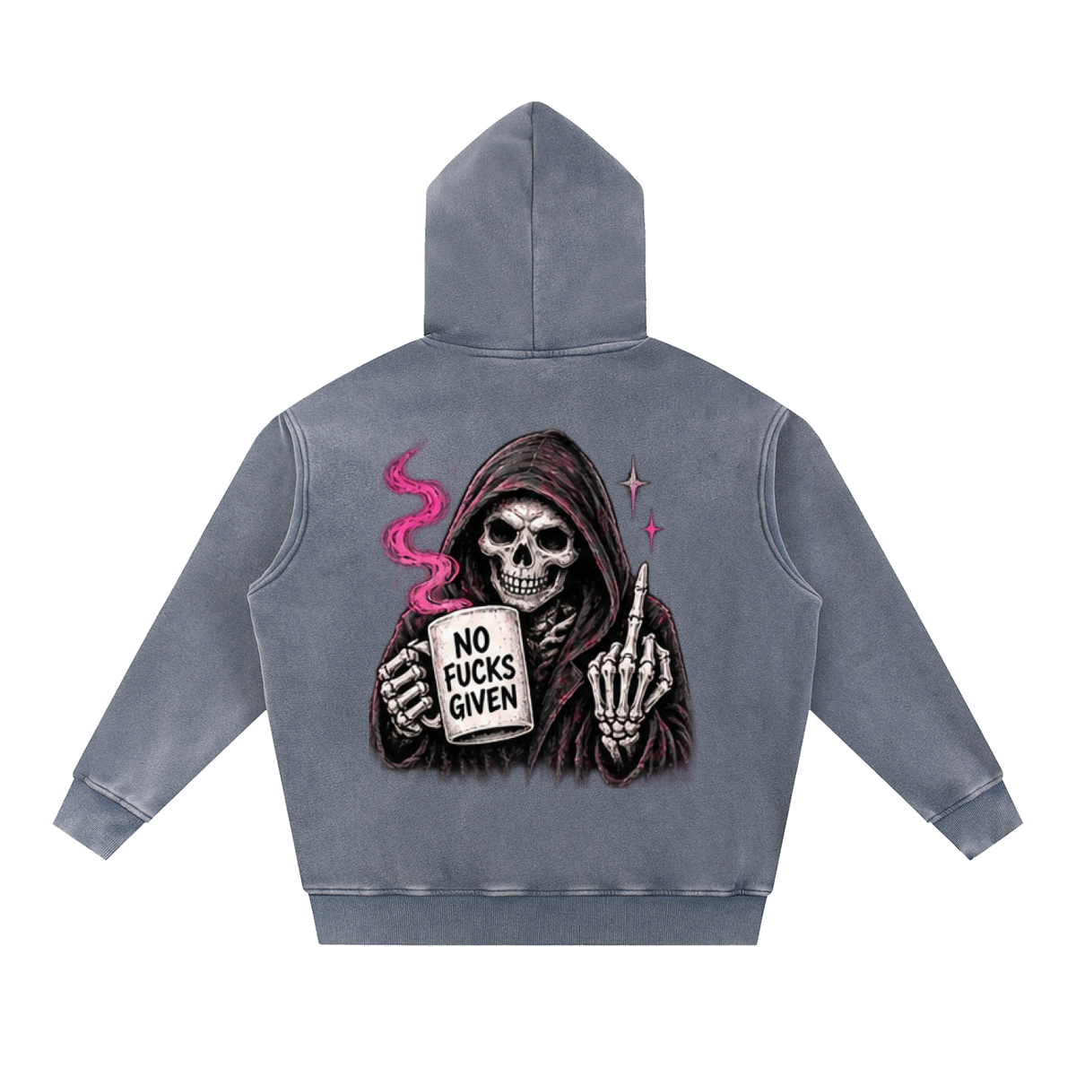No Fucks Given Snow Wash Oversized Hoodie | Haven Unfiltered