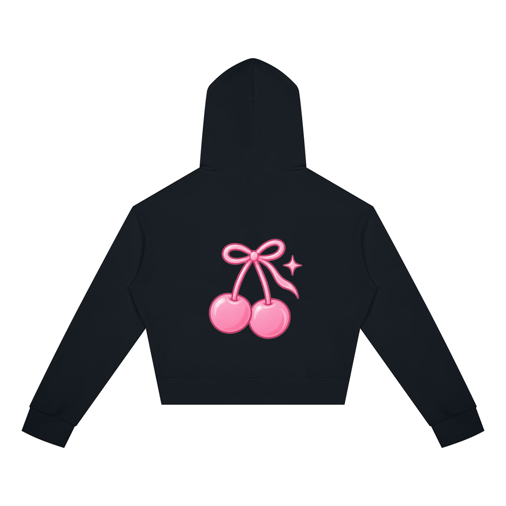 Cherry Club Logo Cropped Zip-Up Hoodie | Haven x Cherry Club Collab