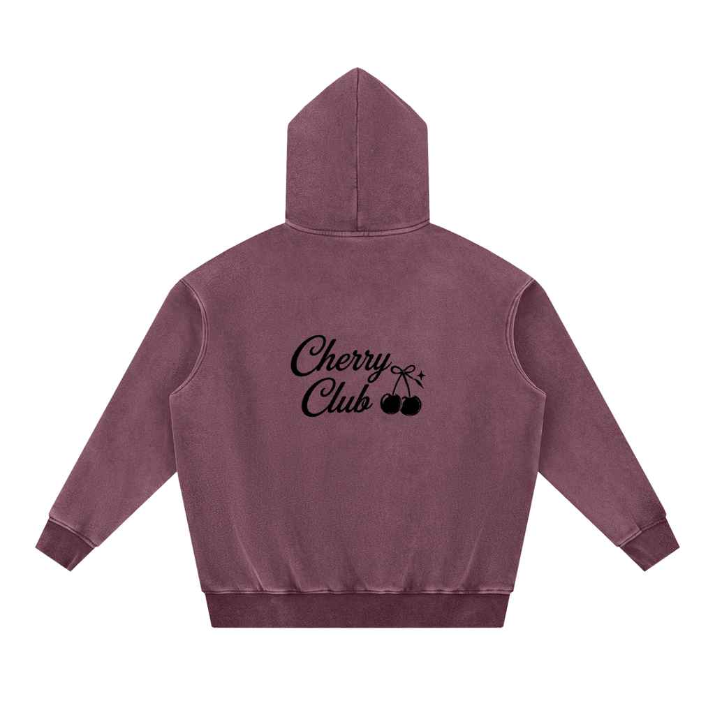 Cherry Club Tonal Logo Snowwash Oversized Hoodie | Haven x Cherry Club Collab