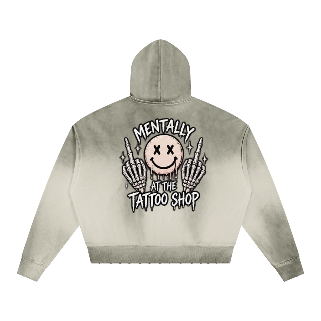 Mentally at the Tattoo Shop Smiley Oversized Hoodie