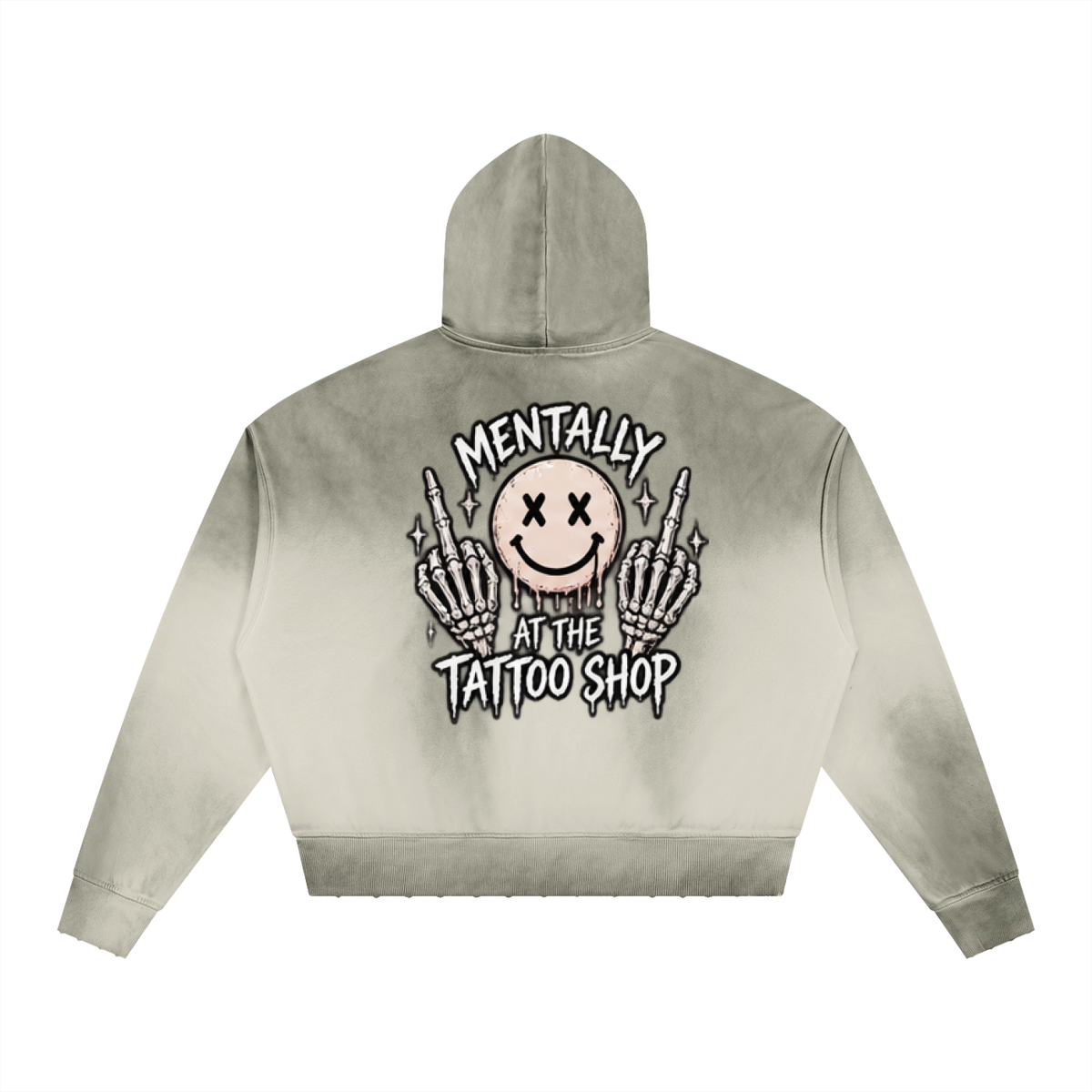 Mentally at the Tattoo Shop Smiley Oversized Hoodie