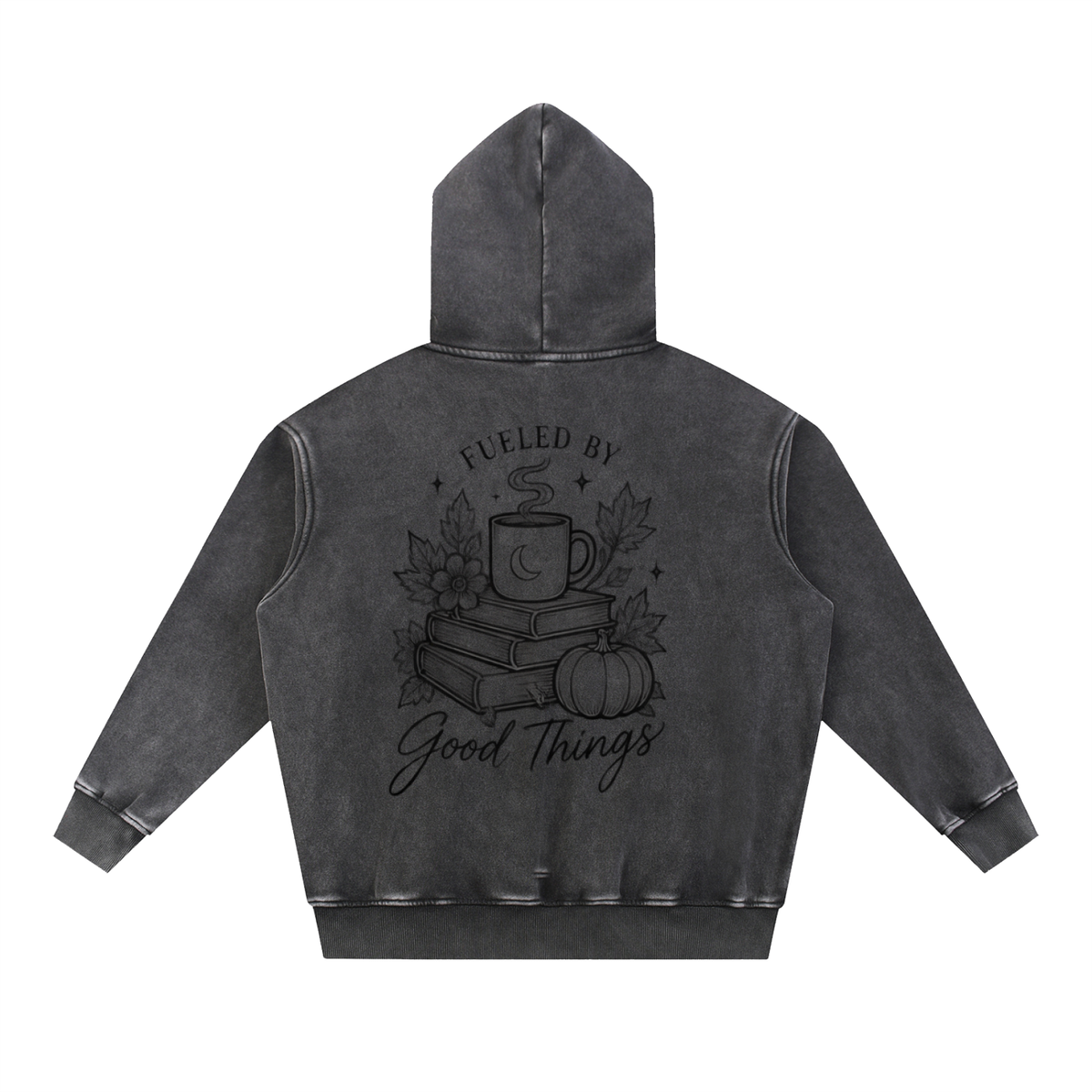 Fueled by Caffeine & Good Things Snow Wash Oversized Hoodie | Haven After Autumn Collection