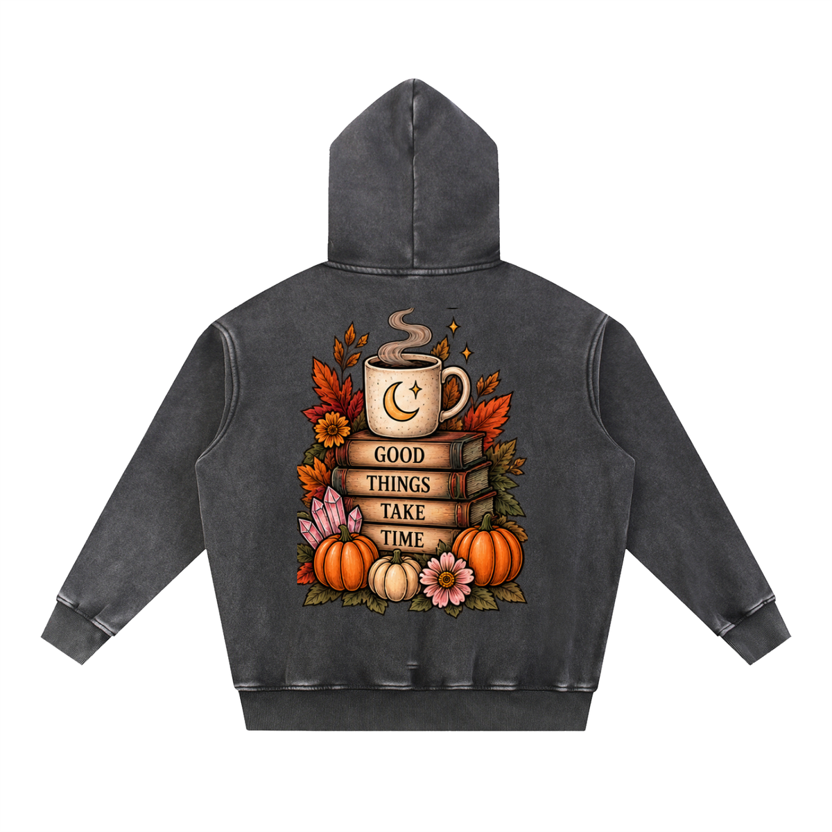 Good Things Take Time Snow Wash Oversized Hoodie | Haven After Autumn Collection