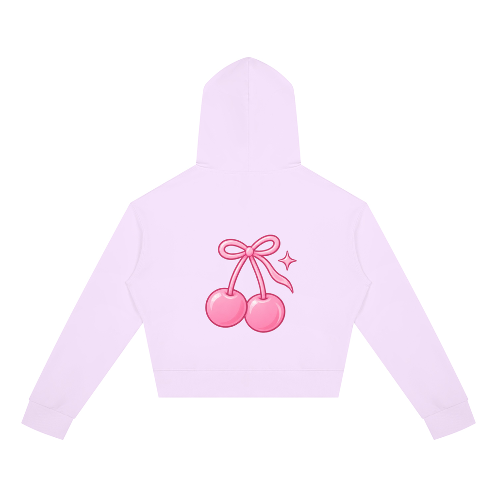 Cherry Club Logo Cropped Zip-Up Hoodie | Haven x Cherry Club Collab
