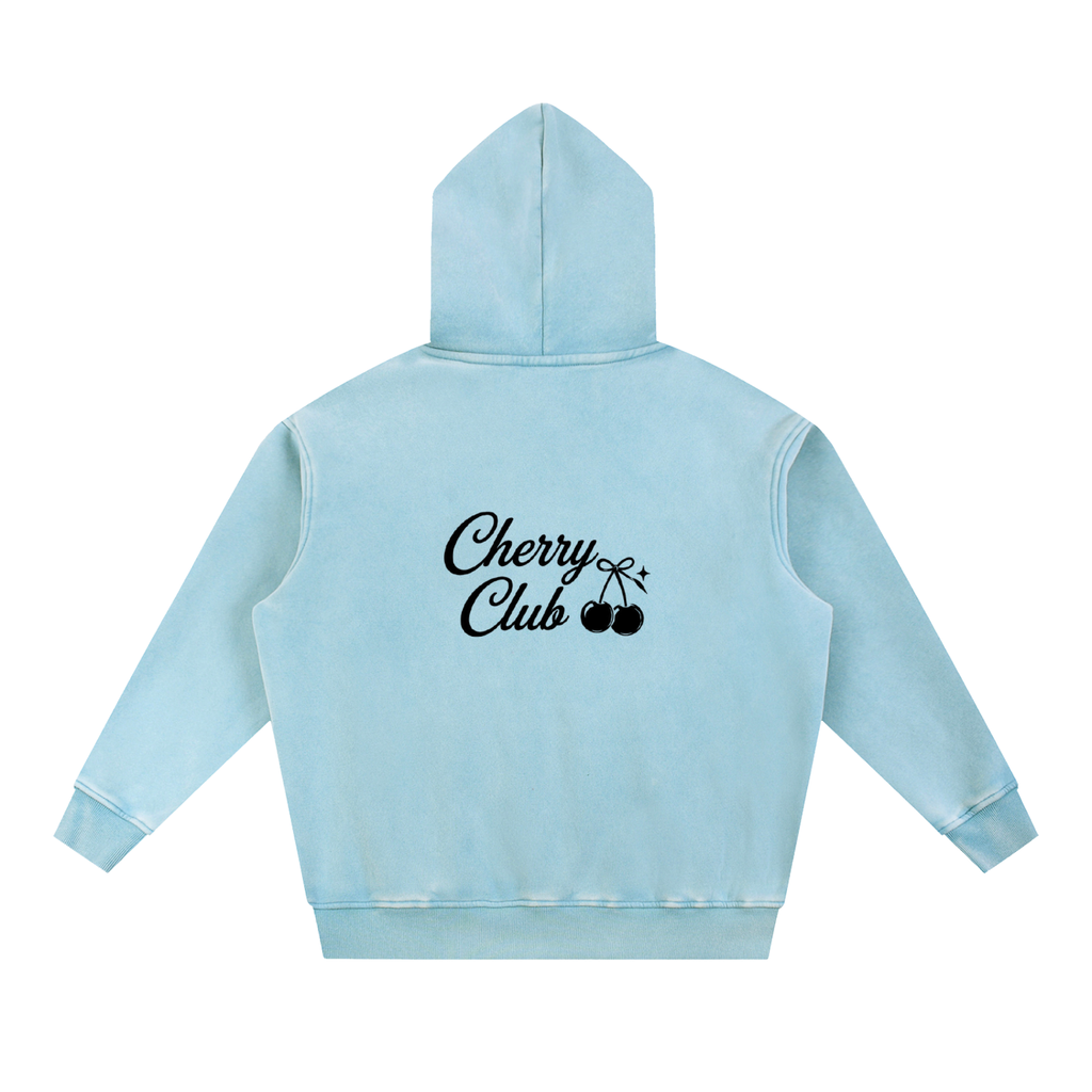 Cherry Club Tonal Logo Snowwash Oversized Hoodie | Haven x Cherry Club Collab