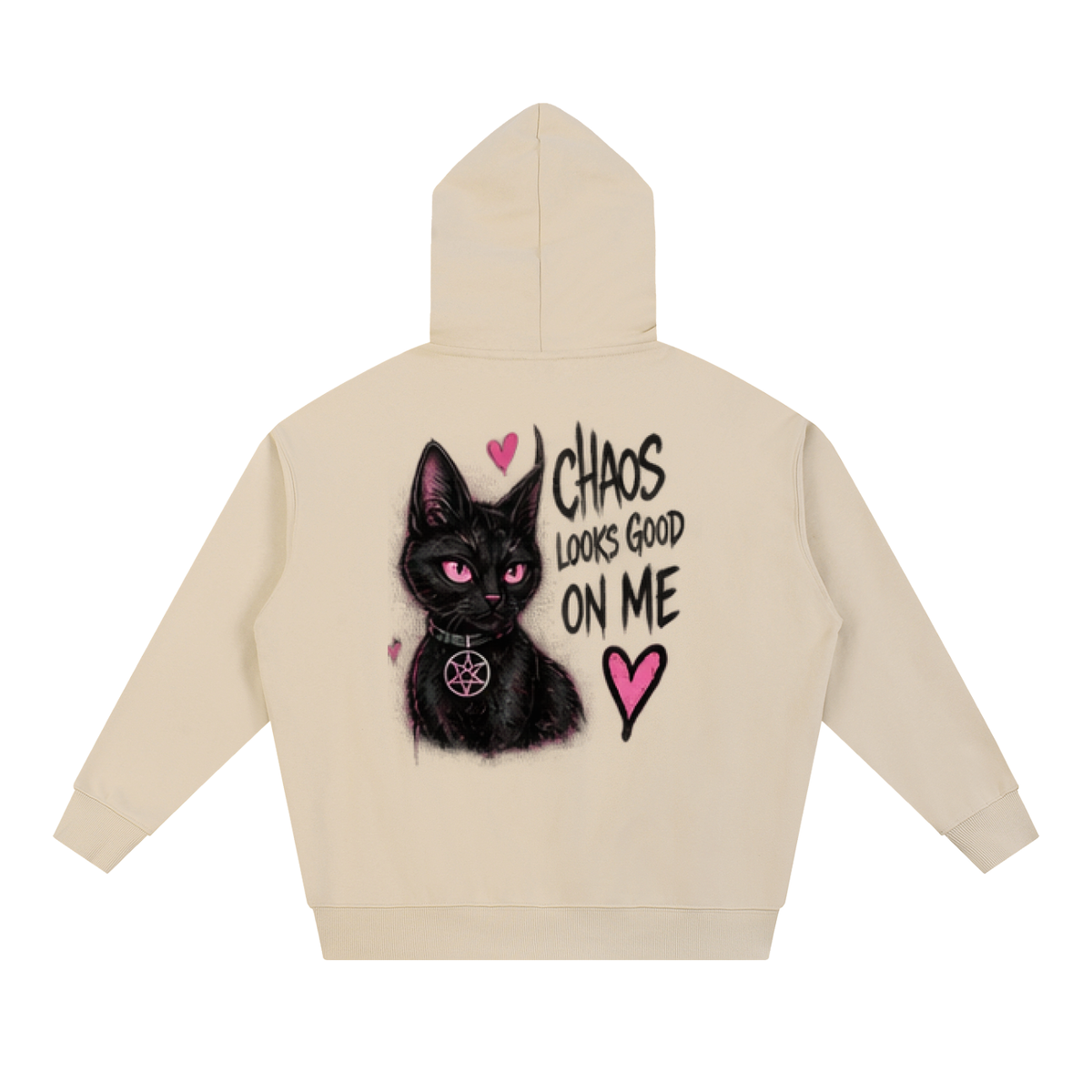Chaos Looks Good On Me Black Cat Tattoo Hoodie