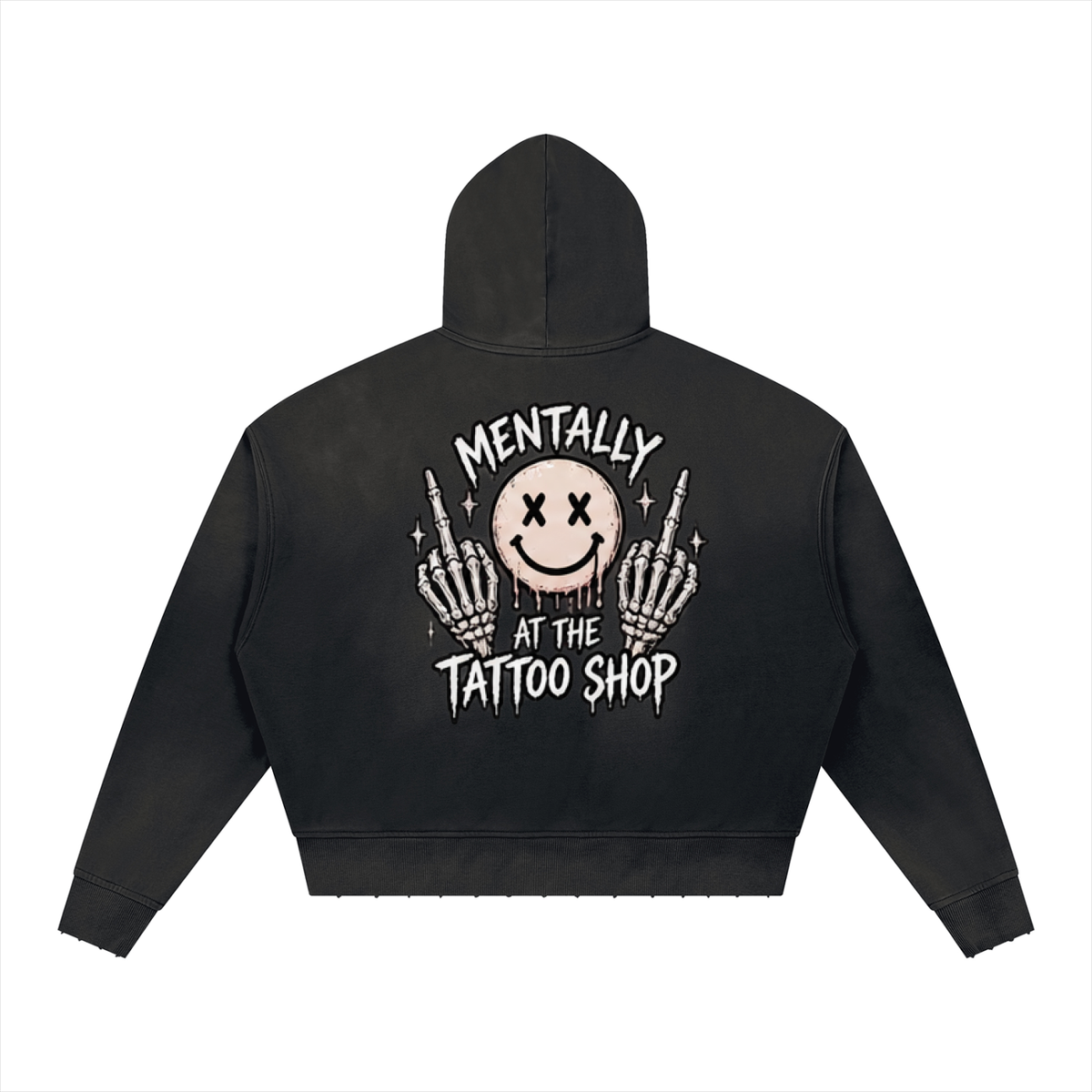 Mentally at the Tattoo Shop Smiley Oversized Hoodie