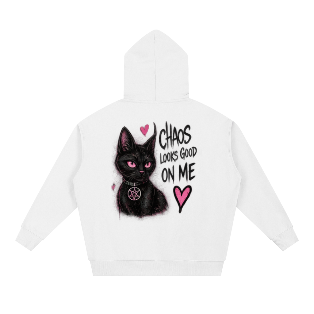 Chaos Looks Good On Me Black Cat Tattoo Hoodie