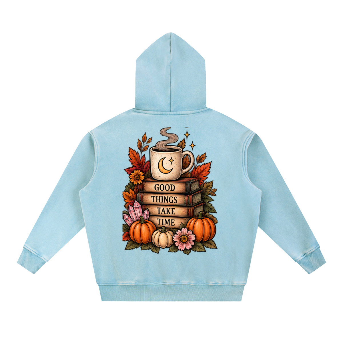 Good Things Take Time Snow Wash Oversized Hoodie | Haven After Autumn Collection