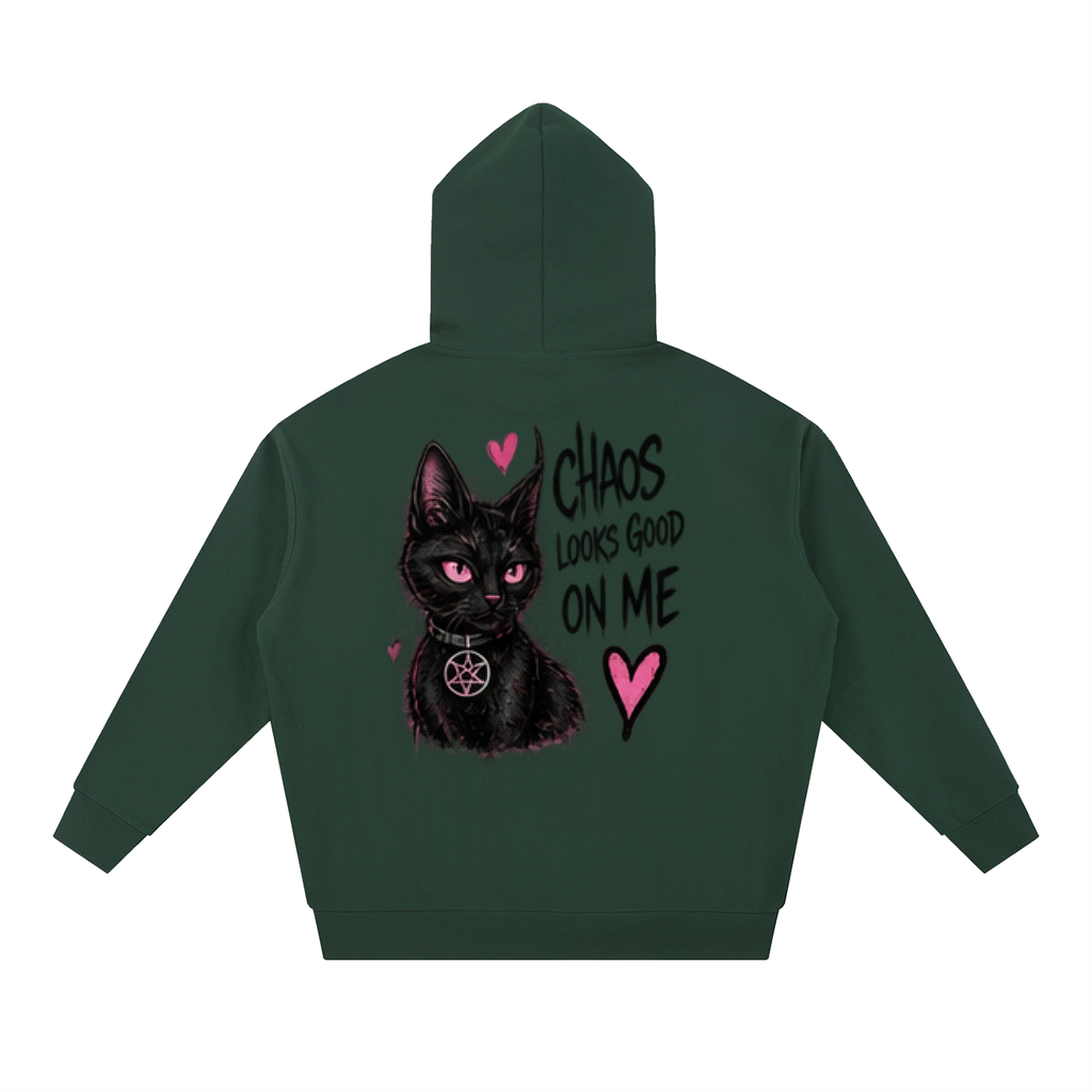 Chaos Looks Good On Me Black Cat Tattoo Hoodie