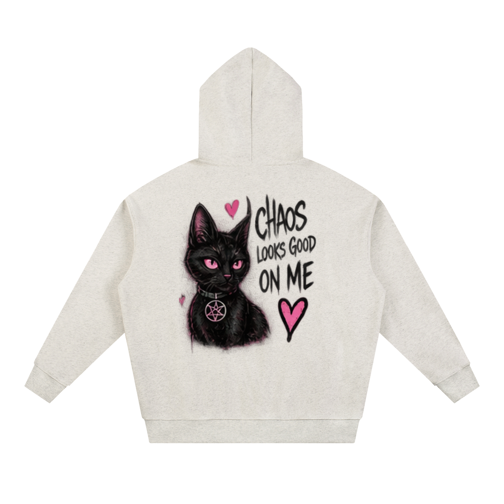 Chaos Looks Good On Me Black Cat Tattoo Hoodie