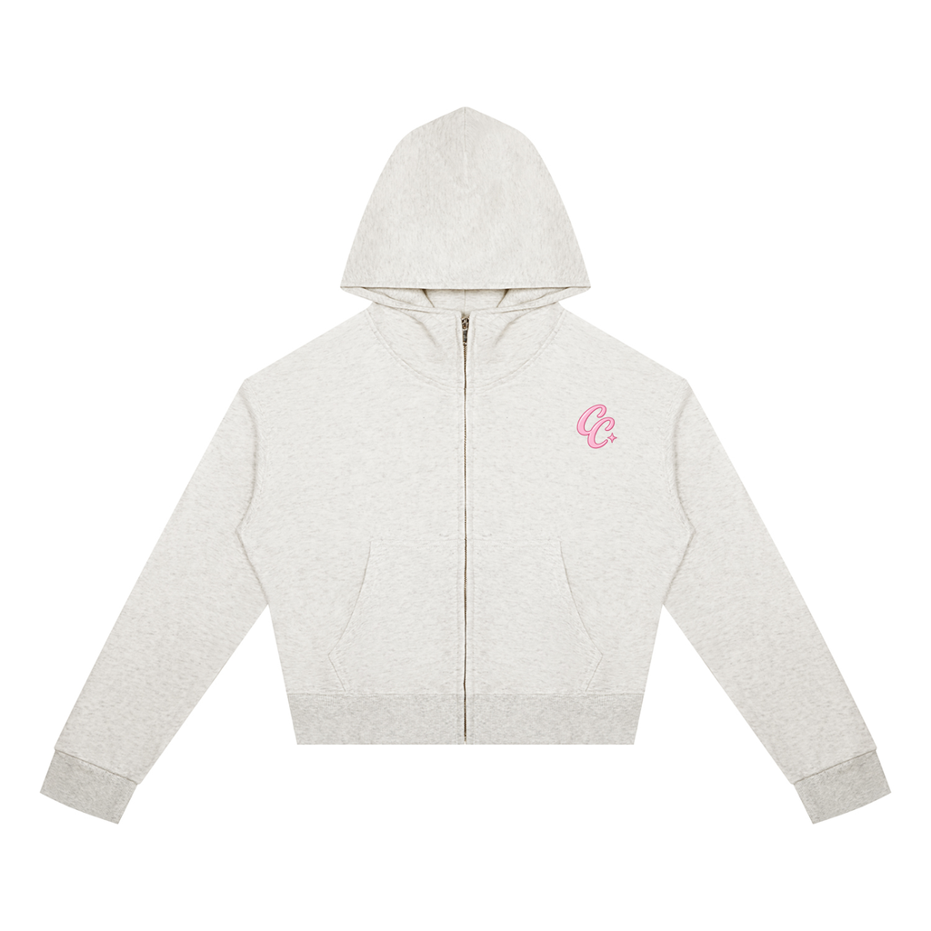 Cherry Club Logo Cropped Zip-Up Hoodie | Haven x Cherry Club Collab