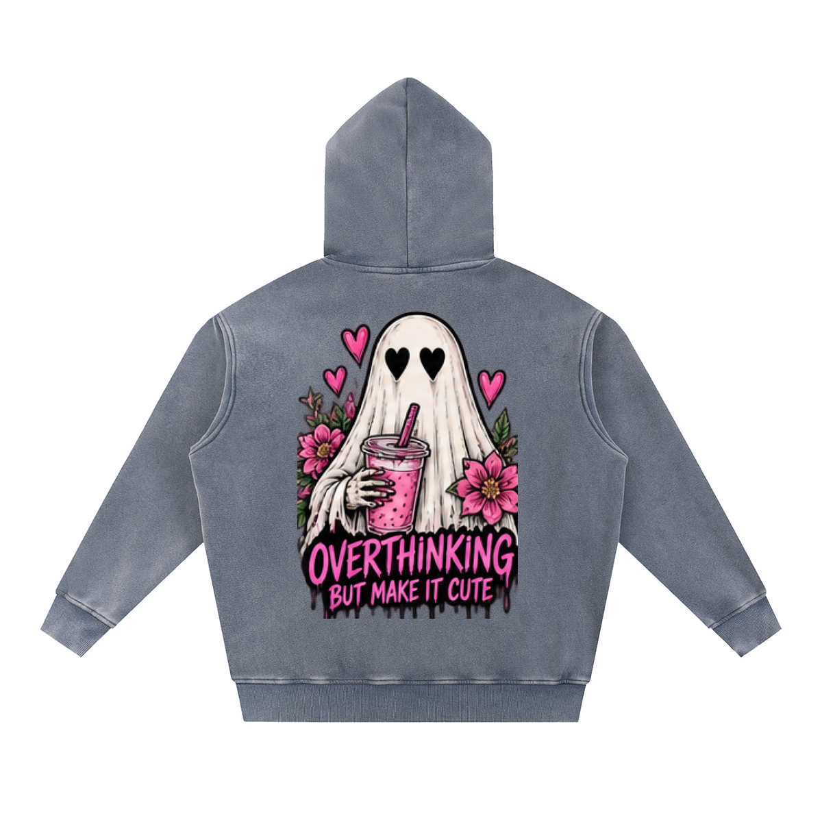 Overthinking But Make It Cute Ghost Tattoo Hoodie