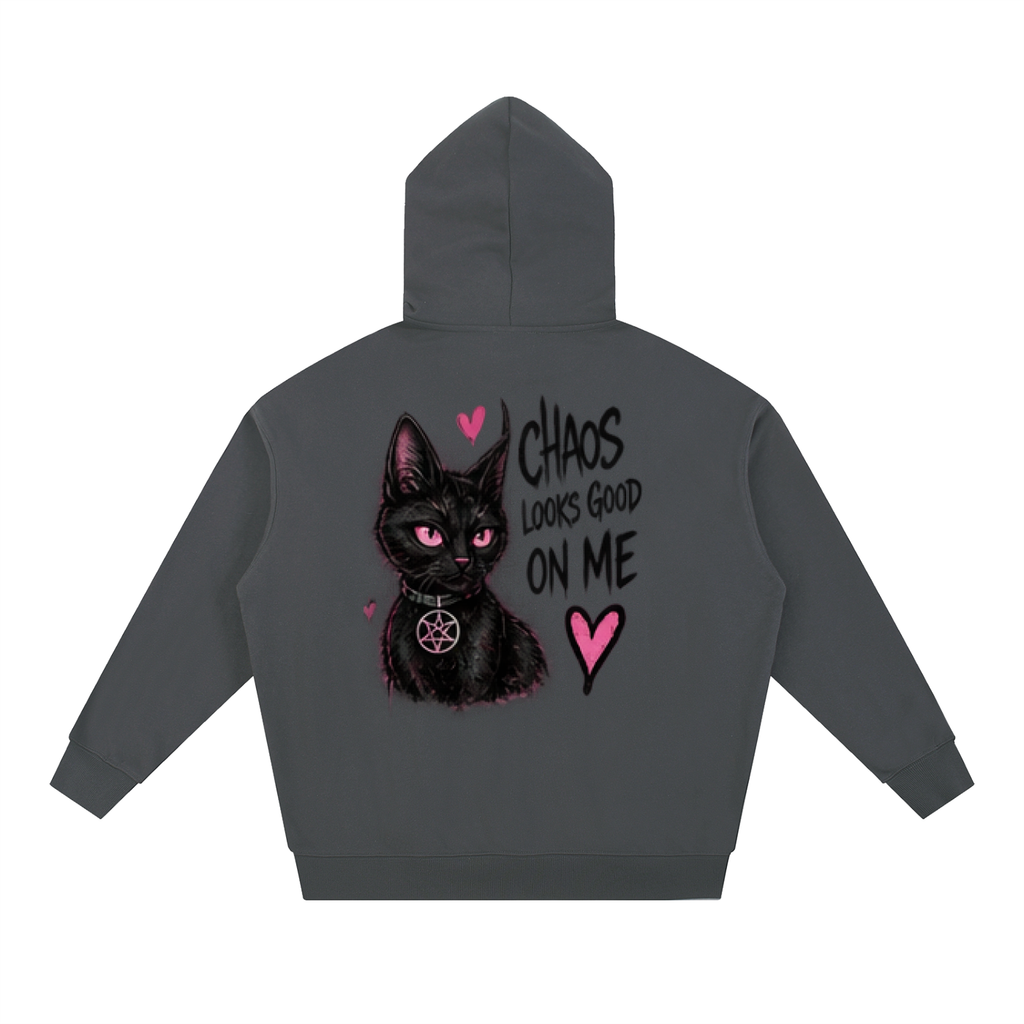 Chaos Looks Good On Me Black Cat Tattoo Hoodie