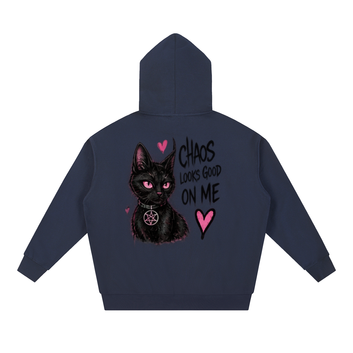 Chaos Looks Good On Me Black Cat Tattoo Hoodie