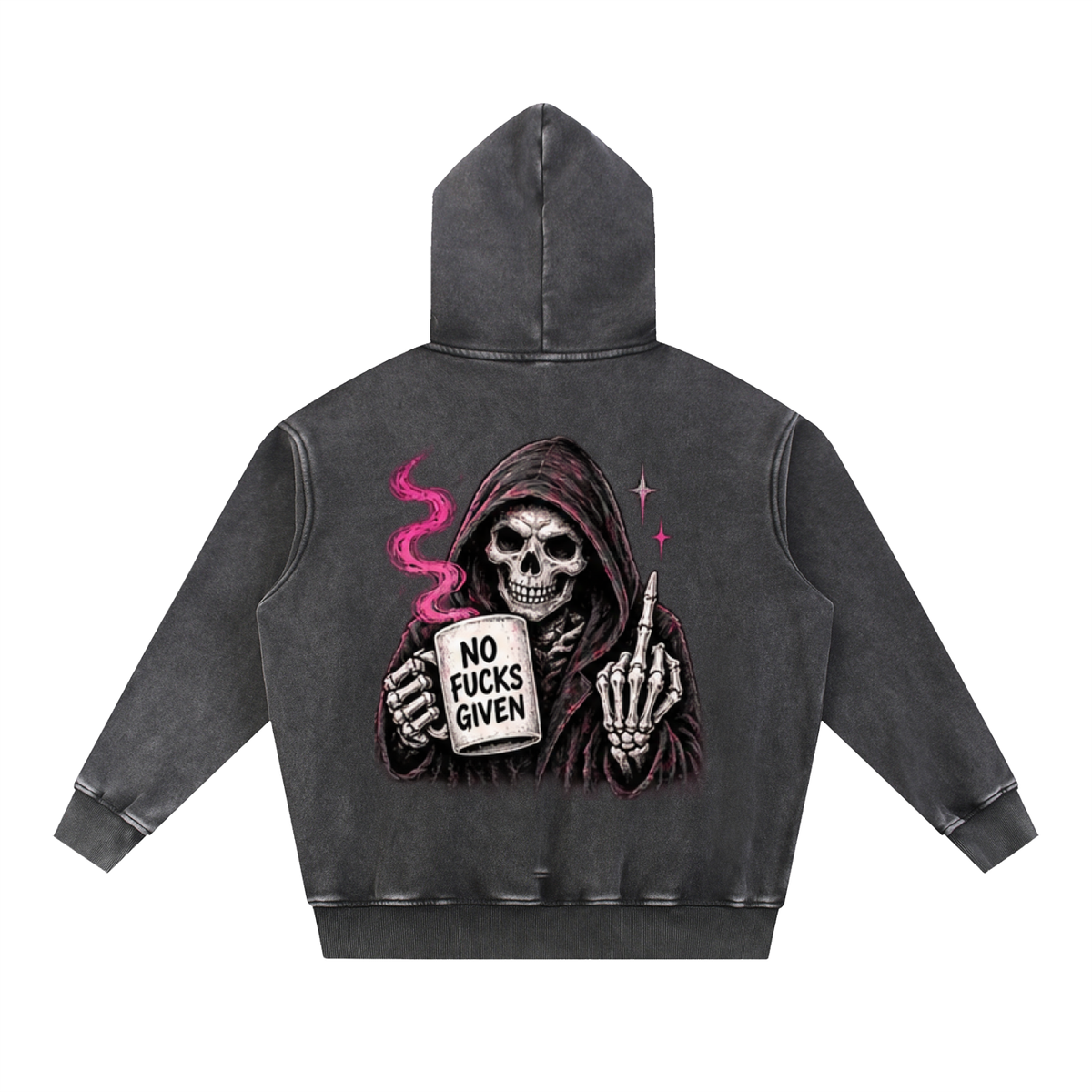 No Fucks Given Snow Wash Oversized Hoodie | Haven Unfiltered