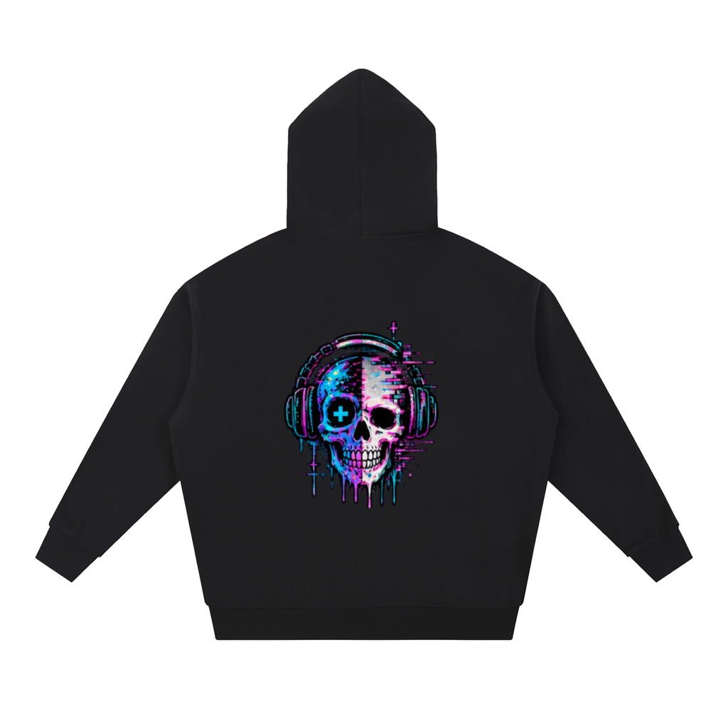 Haven X Pixel Riot – Neon Skull Adult Gaming Hoodie