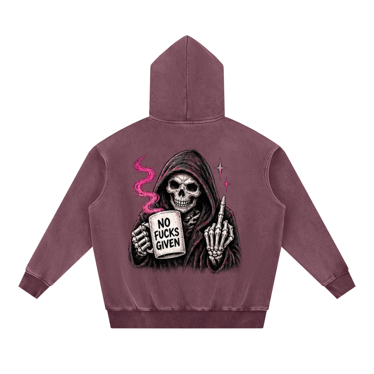 No Fucks Given Snow Wash Oversized Hoodie | Haven Unfiltered