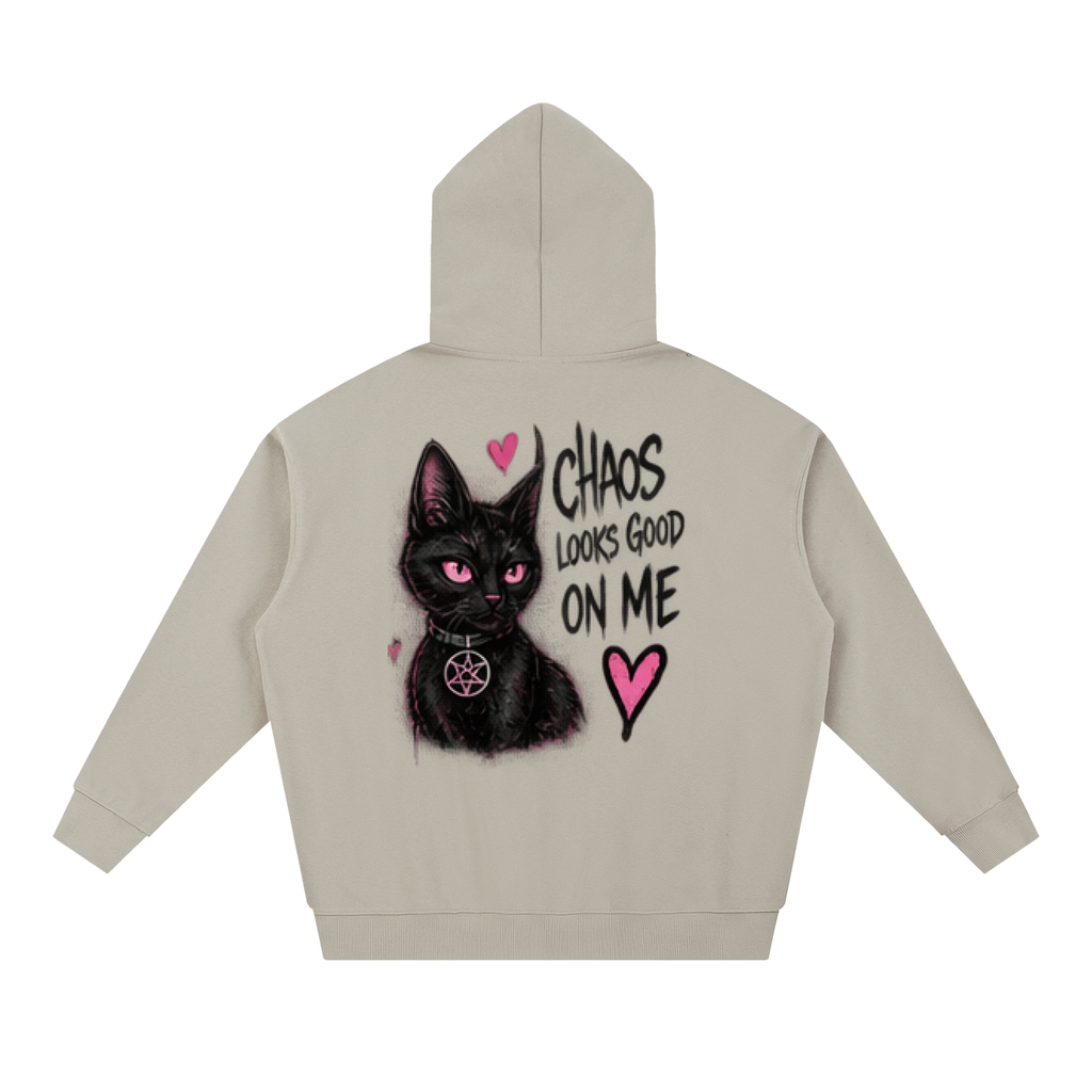 Chaos Looks Good On Me Black Cat Tattoo Hoodie