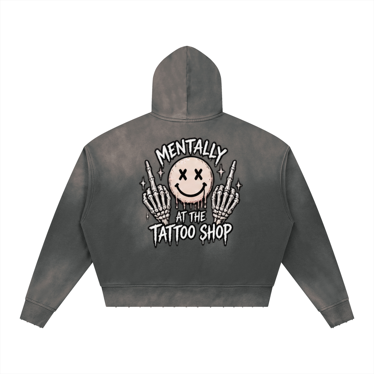 Mentally at the Tattoo Shop Smiley Oversized Hoodie