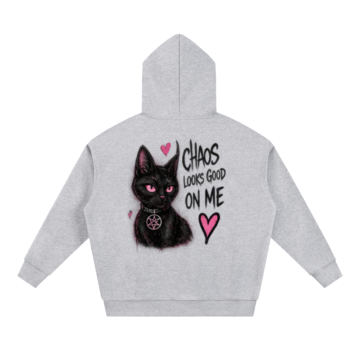 Chaos Looks Good On Me Black Cat Tattoo Hoodie