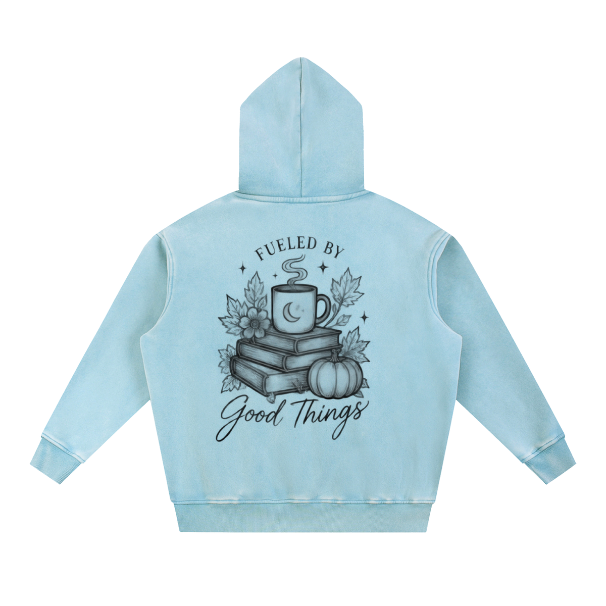 Fueled by Caffeine & Good Things Snow Wash Oversized Hoodie | Haven After Autumn Collection