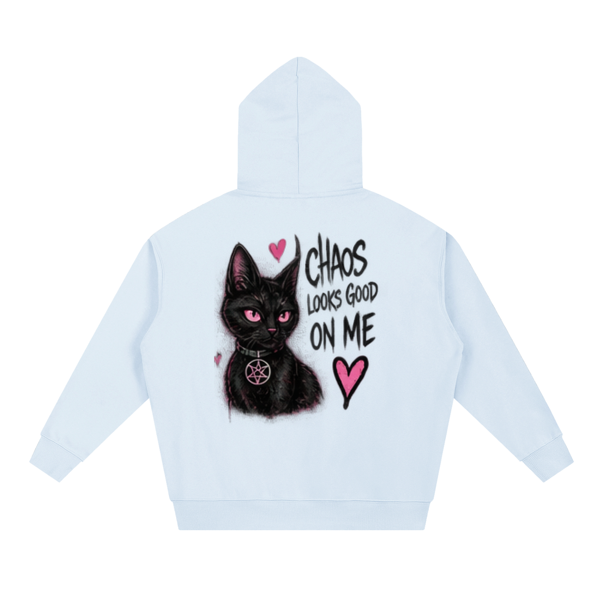Chaos Looks Good On Me Black Cat Tattoo Hoodie