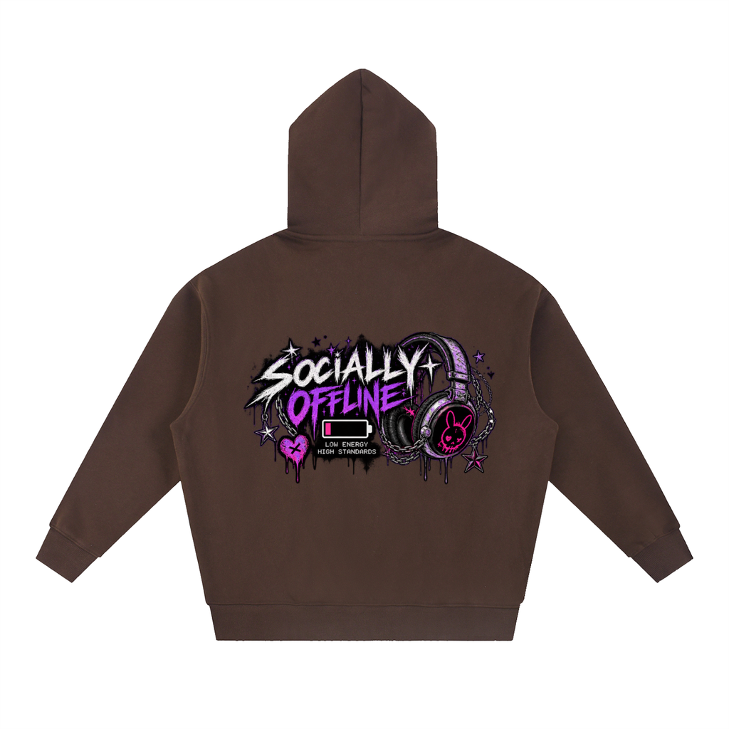 Socially Offline Oversized Hoodie | Haven x Static Hearts Collab