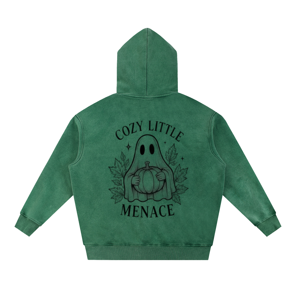 Cozy Little Menace Ghost Snow Wash Oversized Hoodie | Haven After Autumn Collection