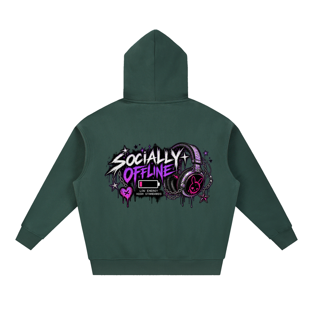 Socially Offline Oversized Hoodie | Haven x Static Hearts Collab