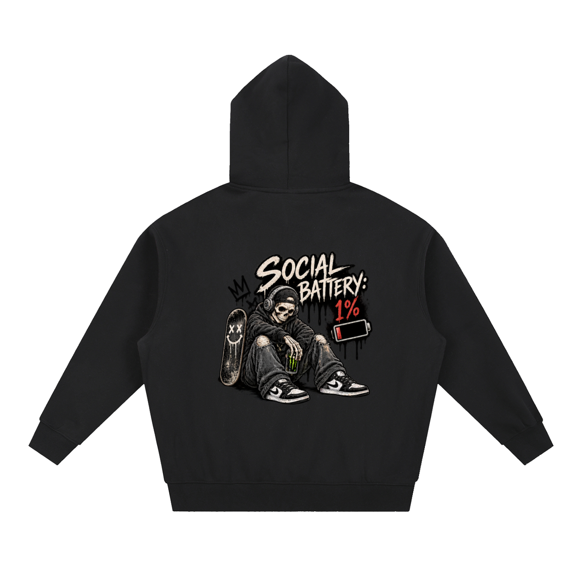 Social Battery 1% Boxy Oversized Hoodie | Haven Unfiltered Collection