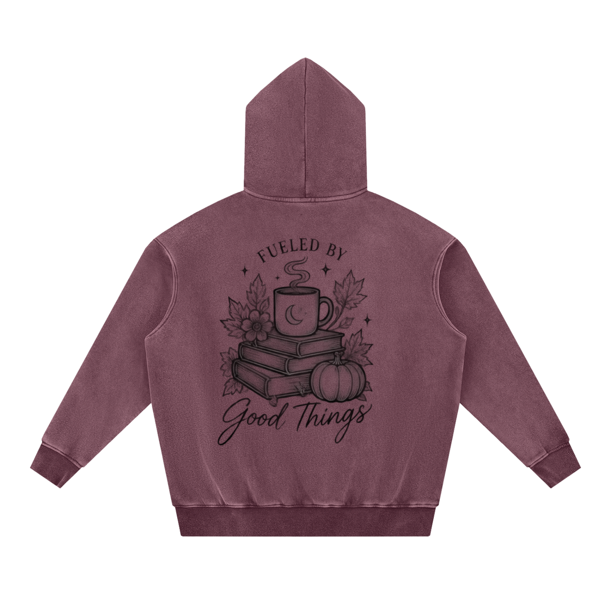 Fueled by Caffeine & Good Things Snow Wash Oversized Hoodie | Haven After Autumn Collection