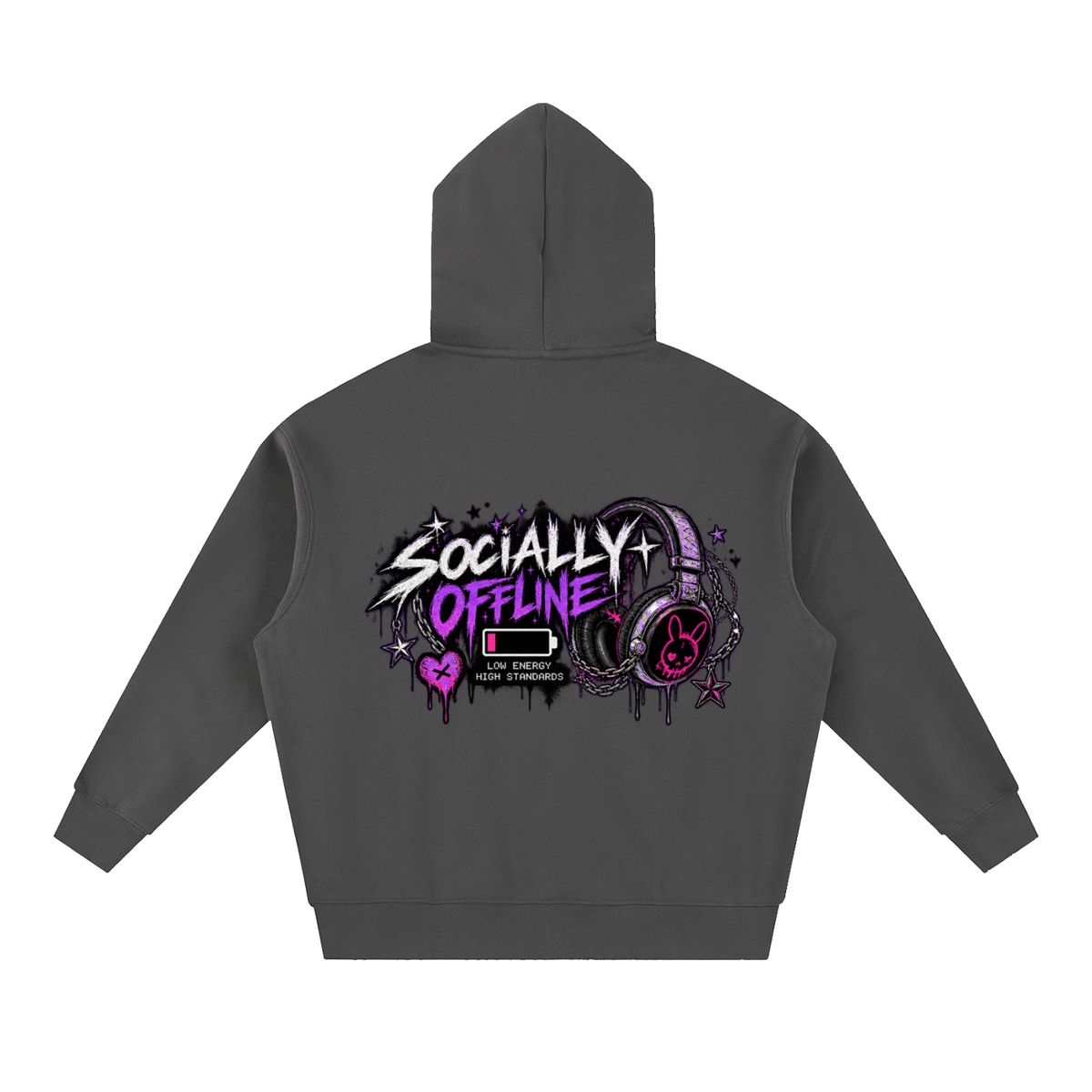 Socially Offline Oversized Hoodie | Haven x Static Hearts Collab