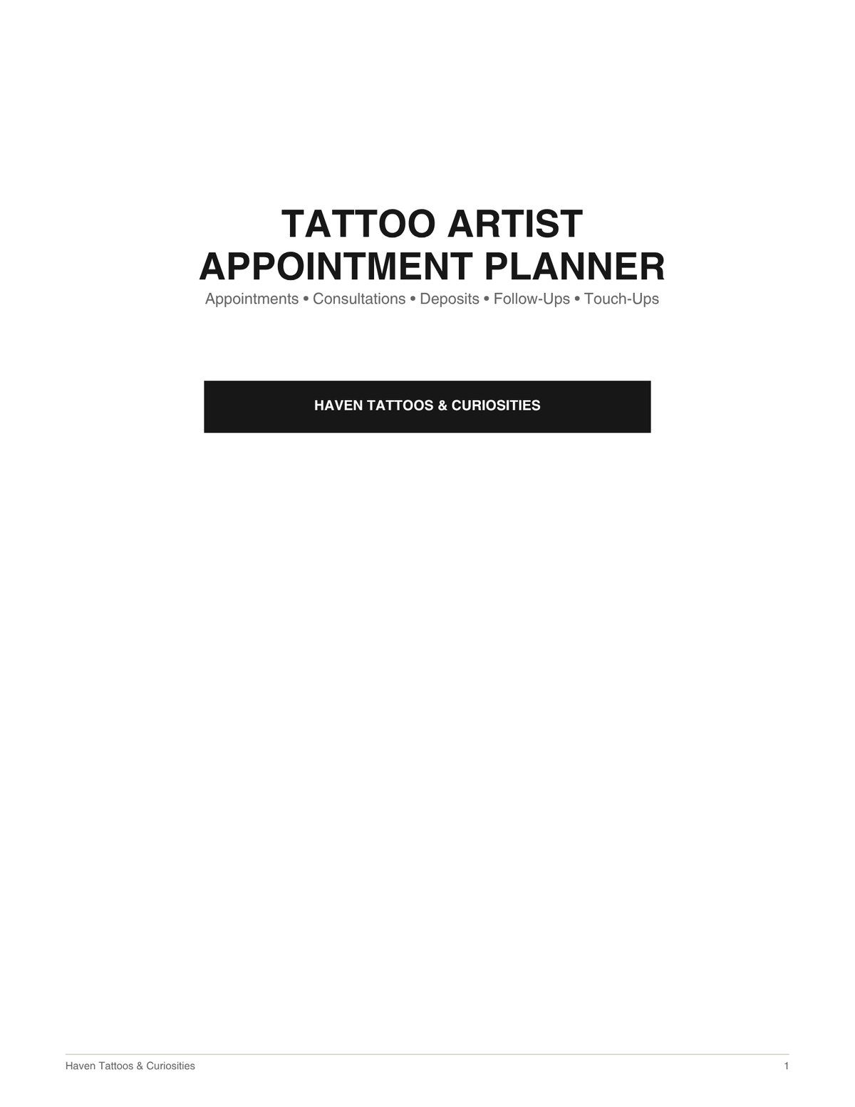 Tattoo Appointment Organizer | Digital Client & Booking Tracker for Tattoo Artists