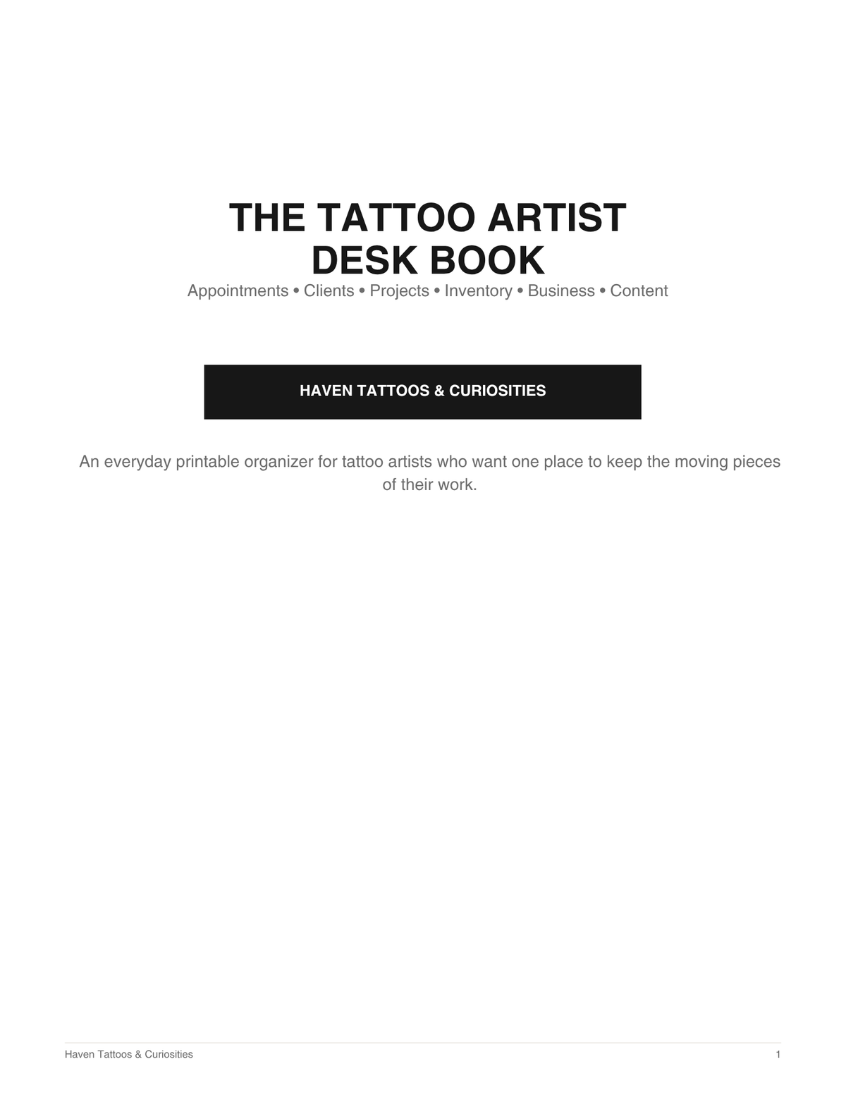 Tattoo Artist Desk Book