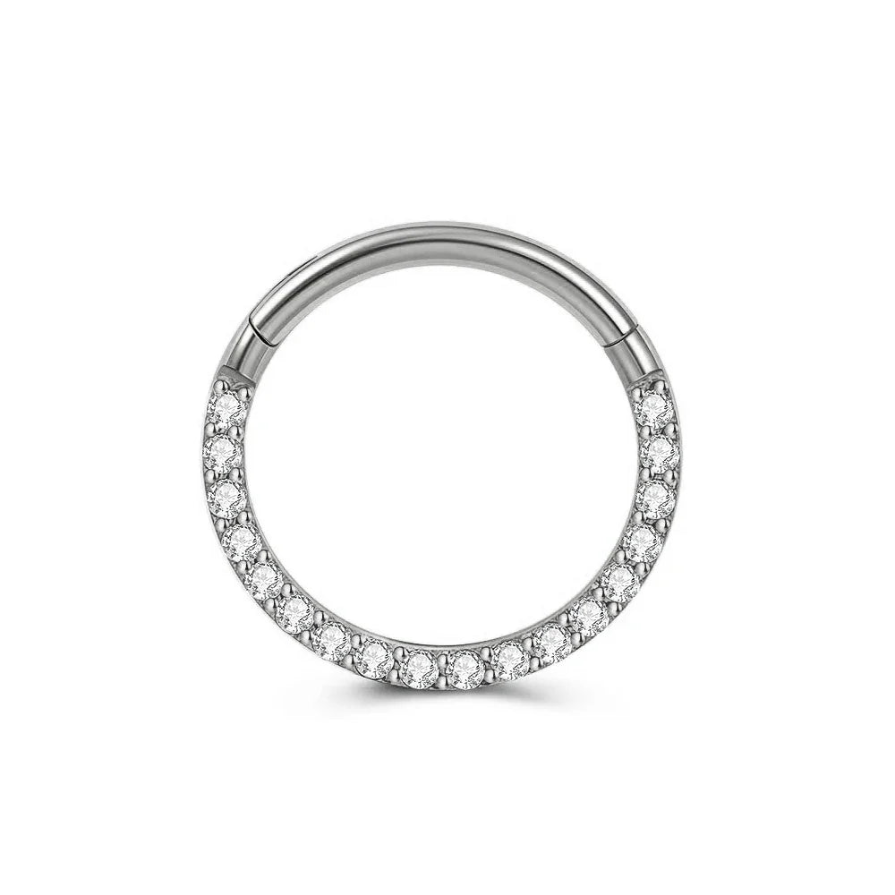 316L Surgical Steel Segment Nose Ring Zircon Septum Clicker Ear Cartilage Helix Daith Hoop Body  Piercing Jewelry