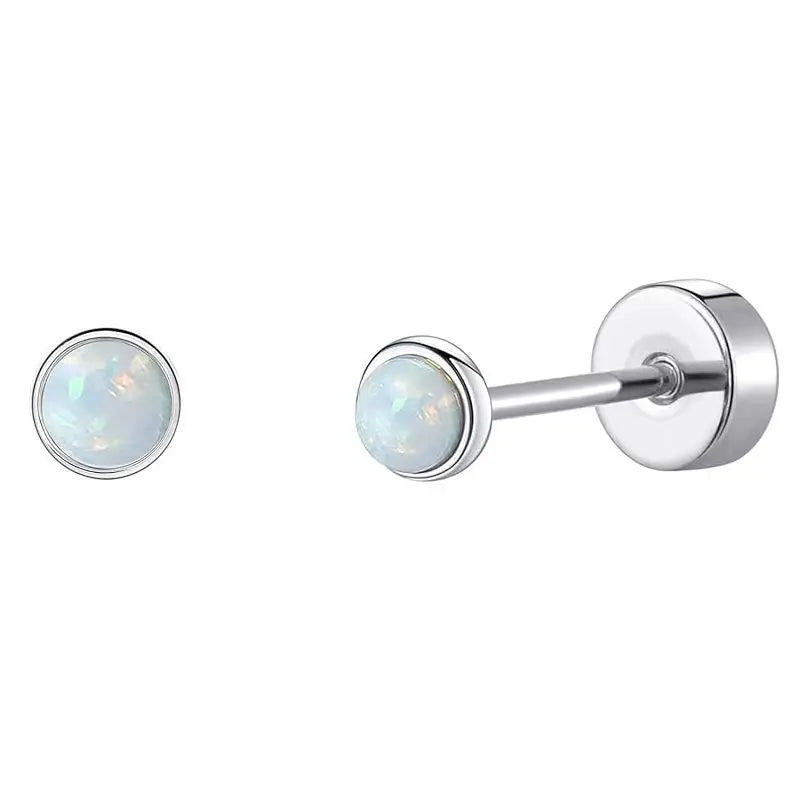 2PCS/Set Stainless Steel Heart Moon Earbone Stud Screw Ball Stud Earrings for Women Fashion Ear Tragus Cartilage Body Piercing