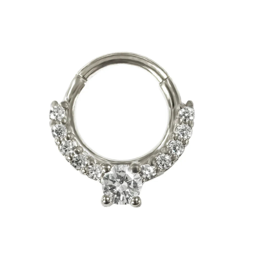 316L Surgical Steel Segment Nose Ring Zircon Septum Clicker Ear Cartilage Helix Daith Hoop Body  Piercing Jewelry