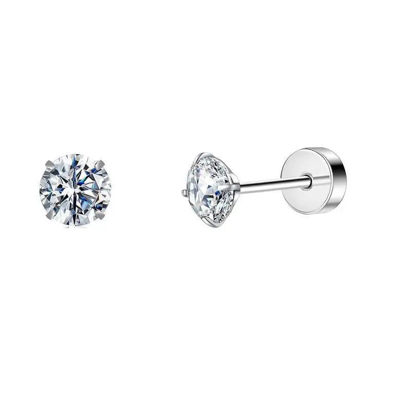 2PCS/Set Stainless Steel Heart Moon Earbone Stud Screw Ball Stud Earrings for Women Fashion Ear Tragus Cartilage Body Piercing
