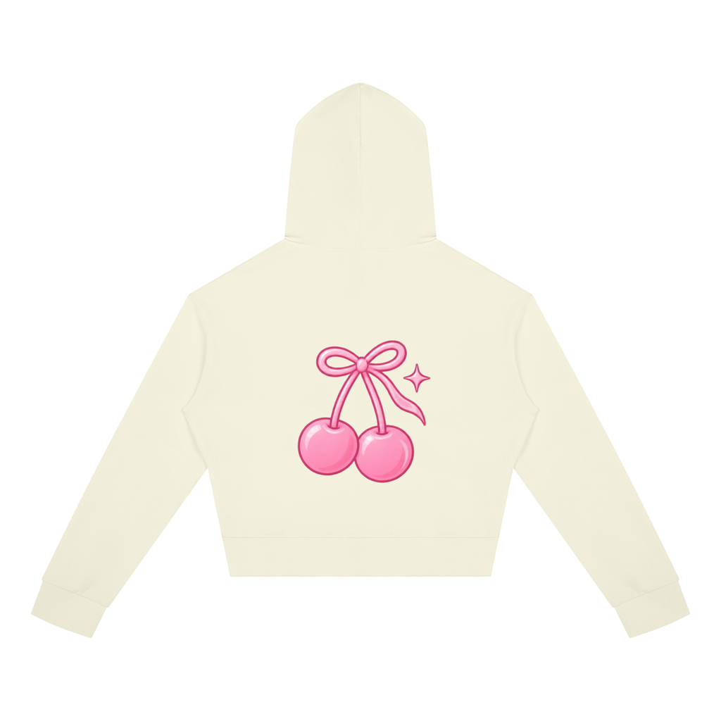 Cherry Club Logo Cropped Zip-Up Hoodie | Haven x Cherry Club Collab