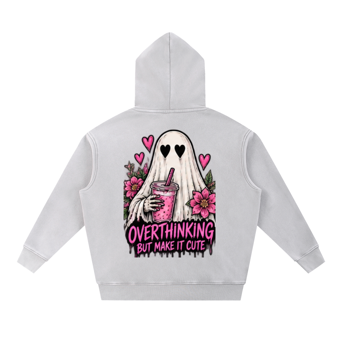 Overthinking But Make It Cute Ghost Tattoo Hoodie