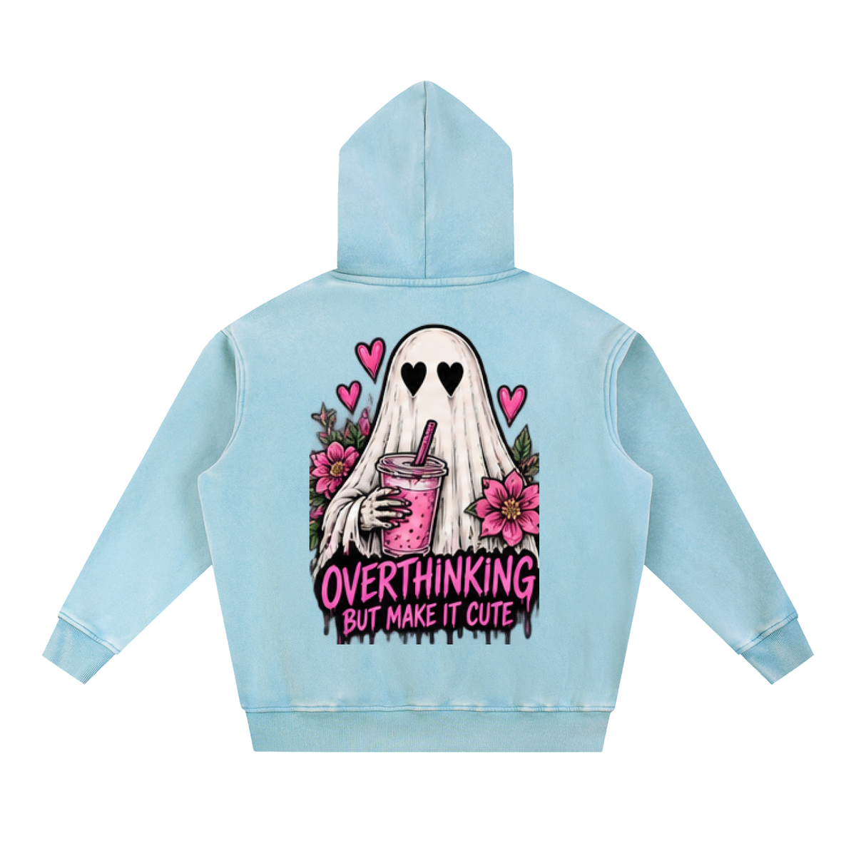 Overthinking But Make It Cute Ghost Tattoo Hoodie
