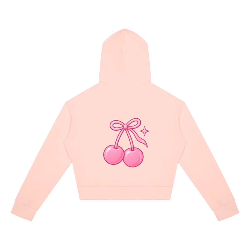 Cherry Club Logo Cropped Zip-Up Hoodie | Haven x Cherry Club Collab
