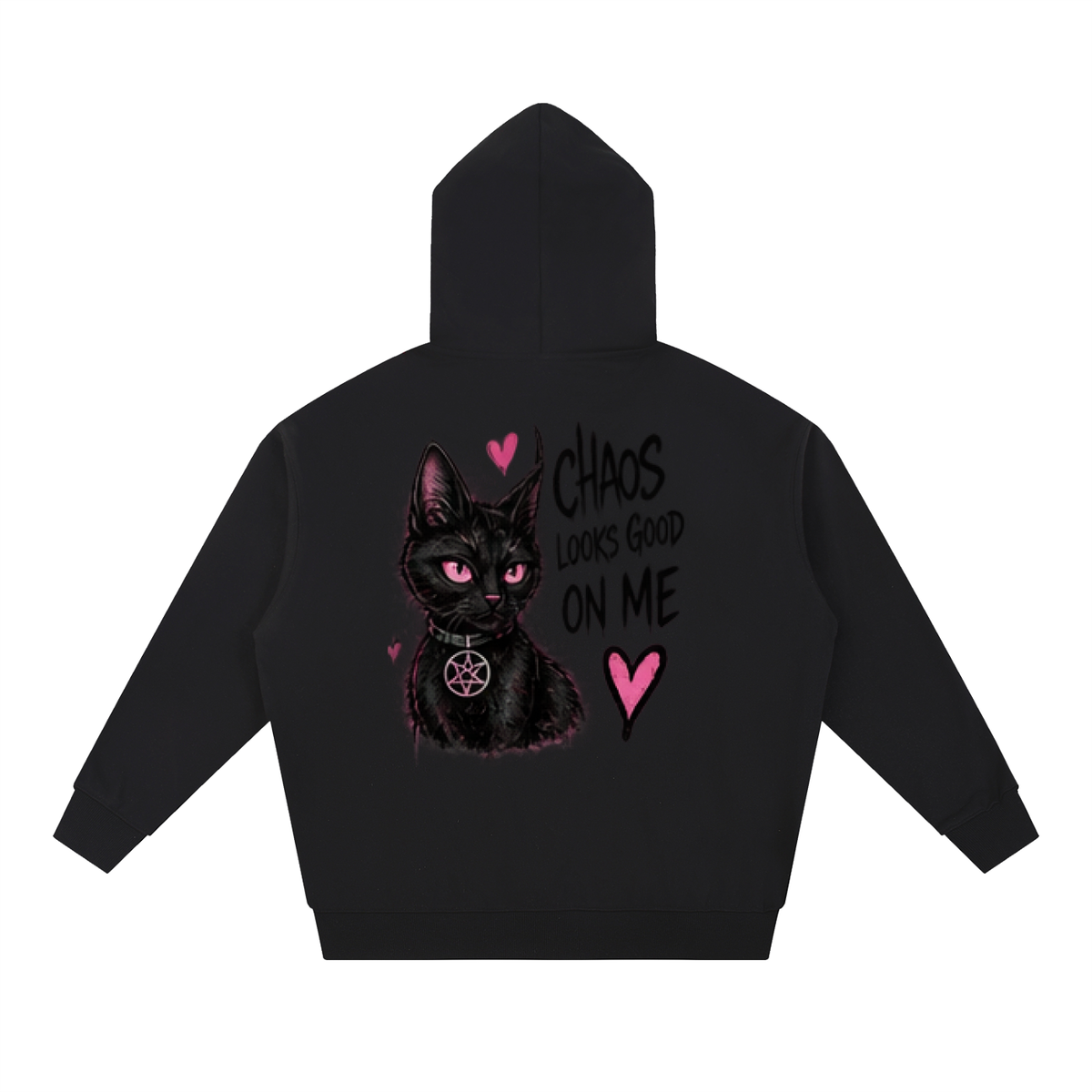 Chaos Looks Good On Me Black Cat Tattoo Hoodie