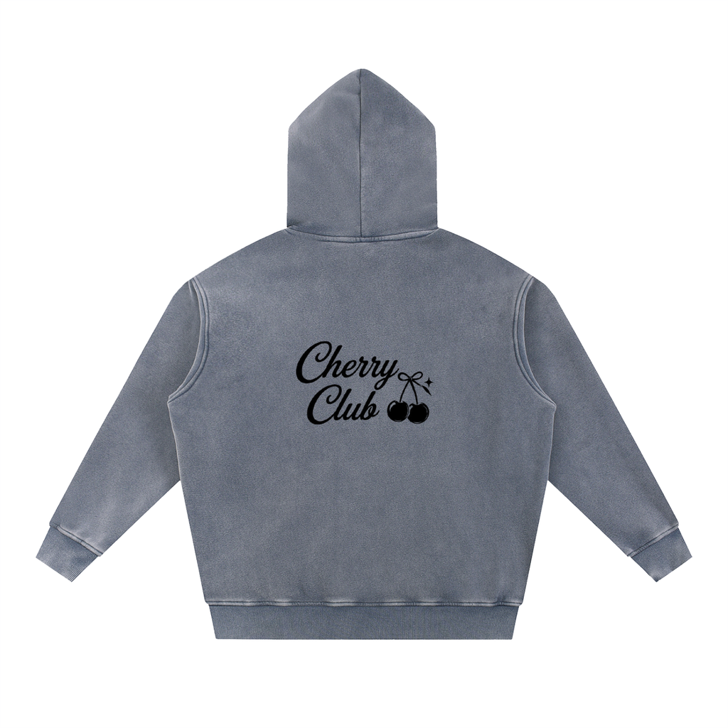Cherry Club Tonal Logo Snowwash Oversized Hoodie | Haven x Cherry Club Collab