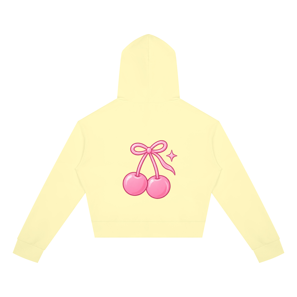 Cherry Club Logo Cropped Zip-Up Hoodie | Haven x Cherry Club Collab