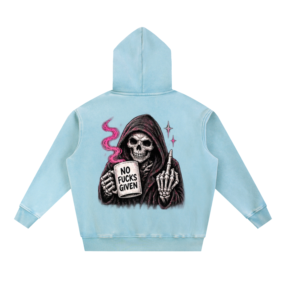 No Fucks Given Snow Wash Oversized Hoodie | Haven Unfiltered
